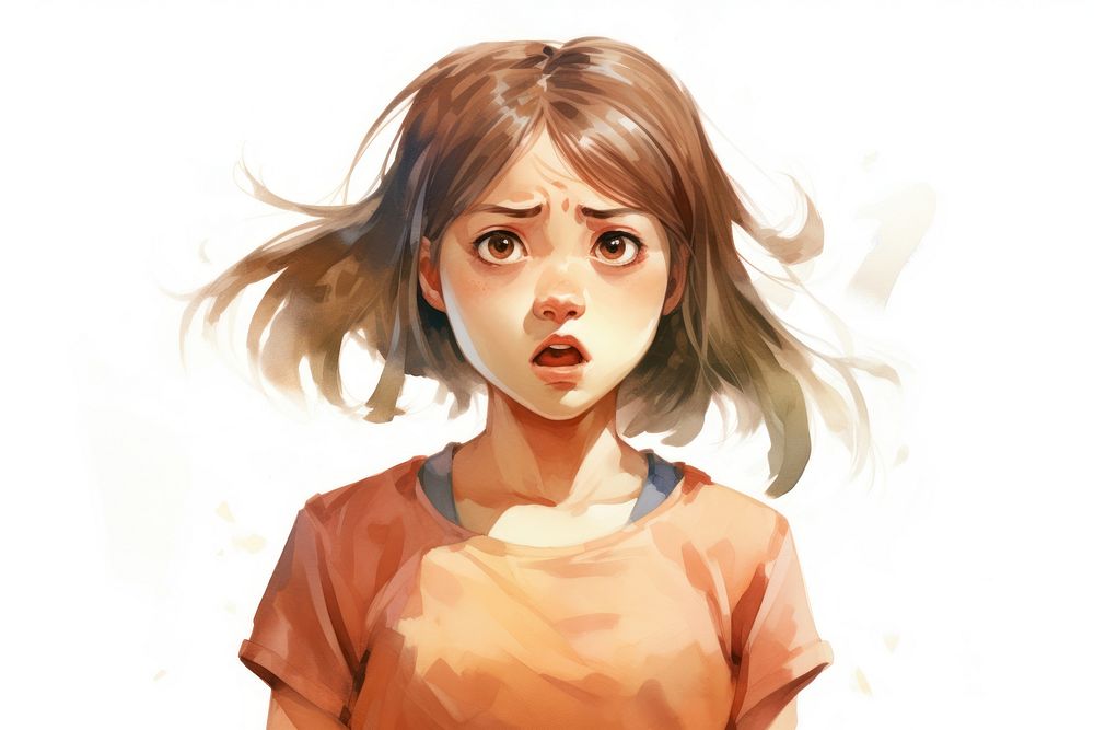 A girl angry face expression portrait adult anime.