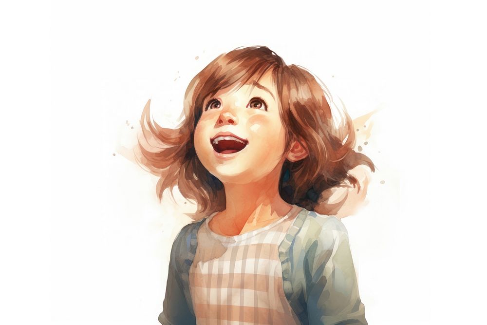 A girl laughing face expression portrait adult white background.