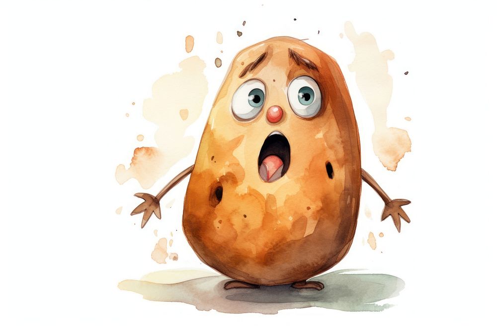 A potato suprised face expression food anthropomorphic creativity.