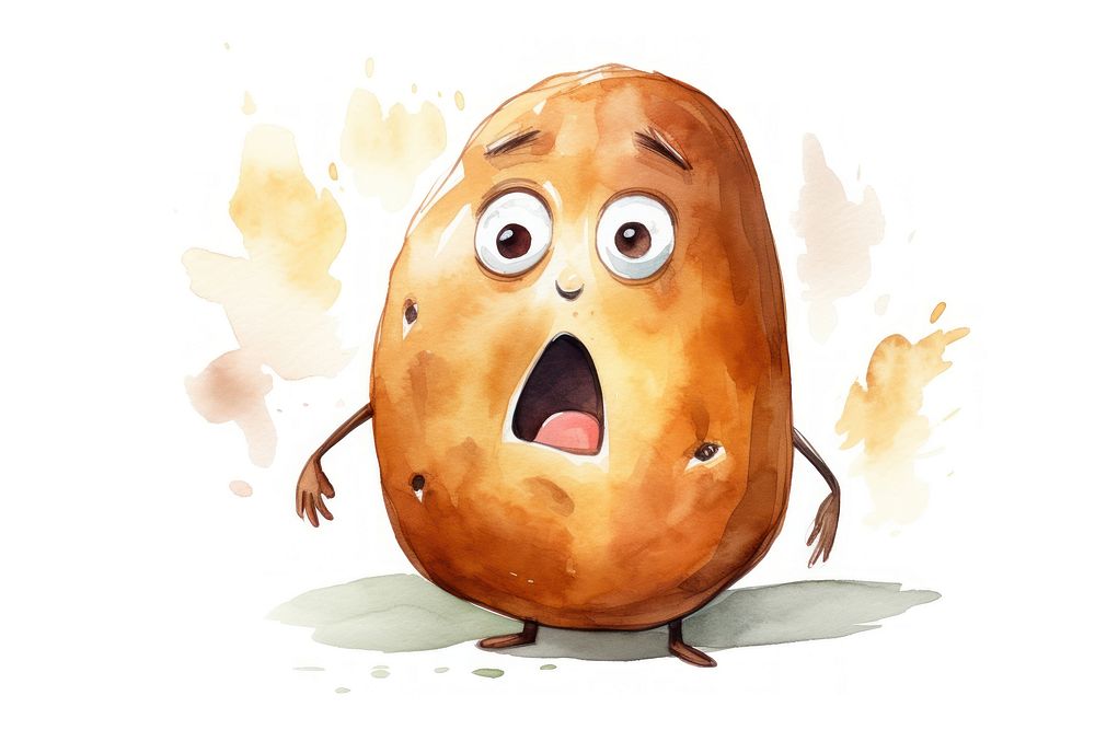A potato suprised face expression food anthropomorphic emoticon.