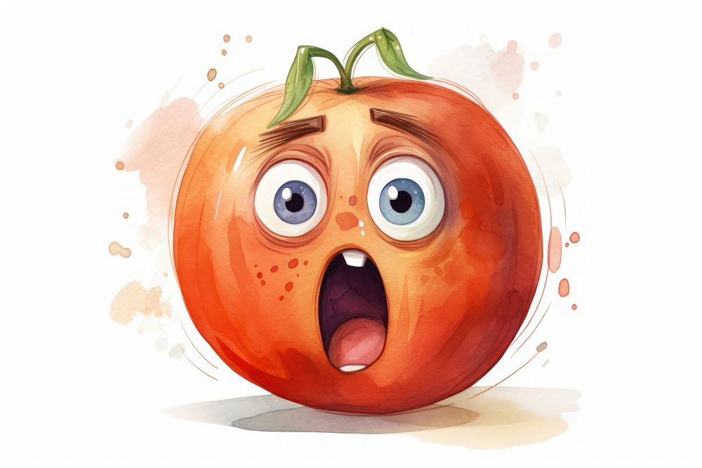 A tomato suprised face expression vegetable pumpkin food.