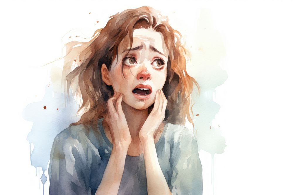 A woman crying face expression portrait adult frustration.