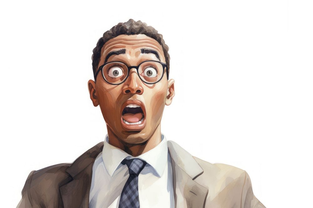 African Businessman suprised face expression portrait adult tie.