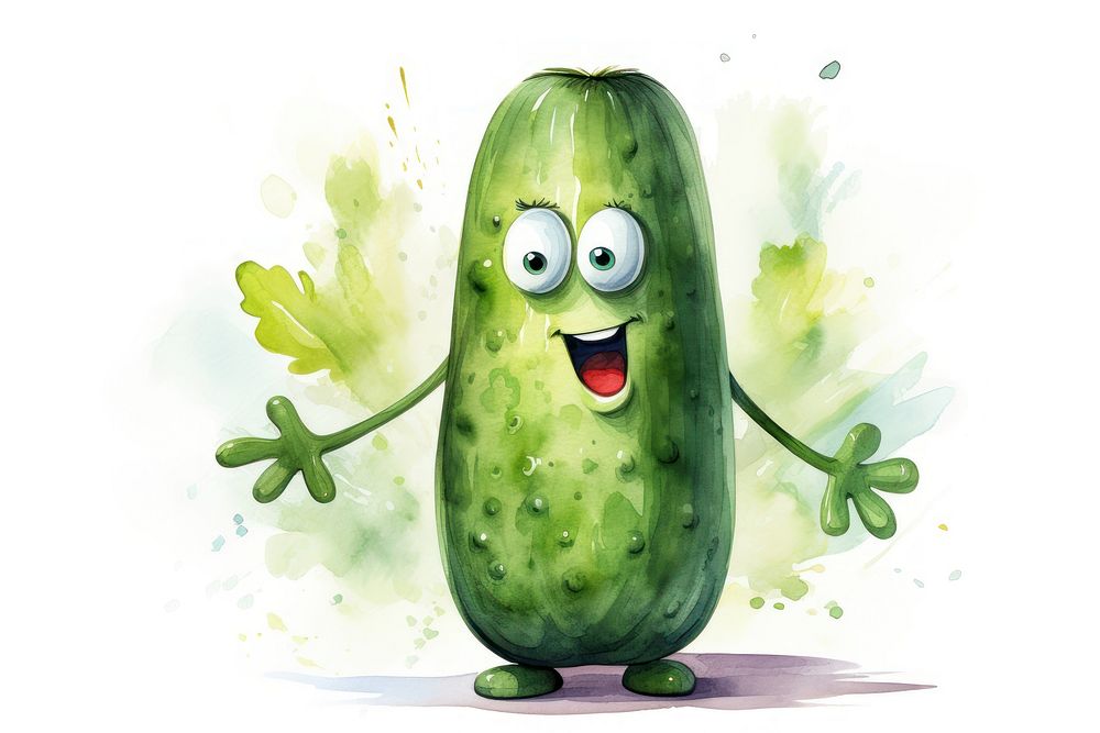 Cucumber surprised face expression vegetable plant food.