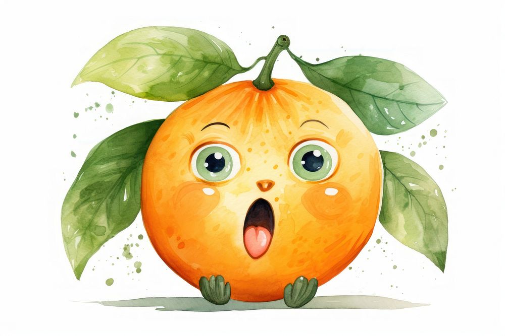 Orange surprised face expression pumpkin fruit plant.