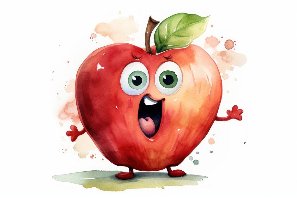 Apple surprised face expression fruit plant food.