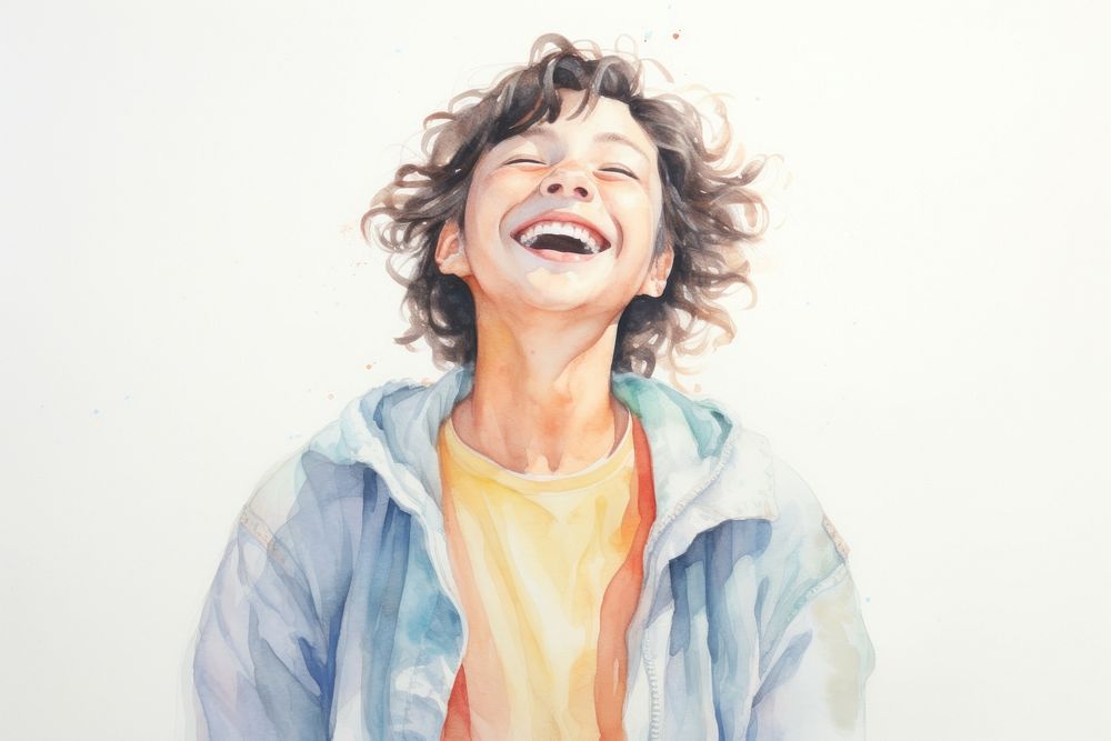 Smile face laughing portrait paint. AI generated Image by rawpixel.