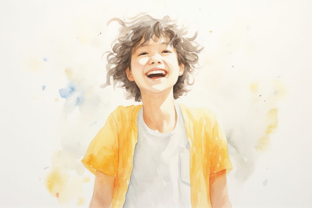 Smile face laughing portrait painting. AI generated Image by rawpixel.