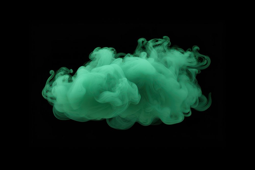  Mint green smoke cloud black background. AI generated Image by rawpixel.