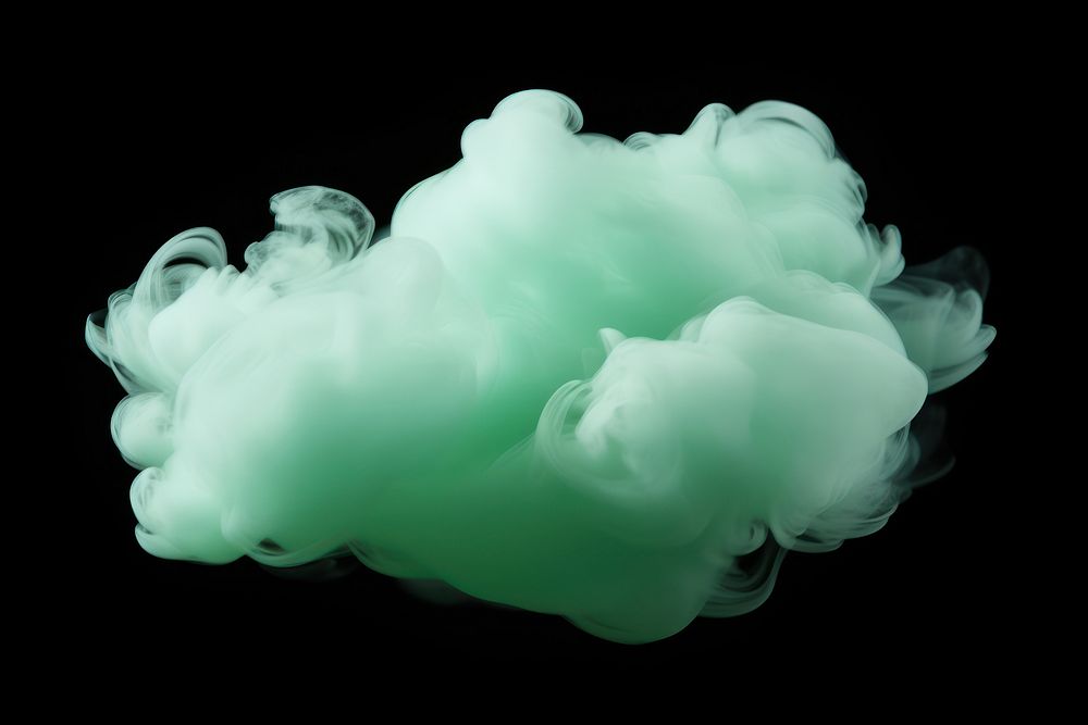  Mint green cloud smoke black background. AI generated Image by rawpixel.