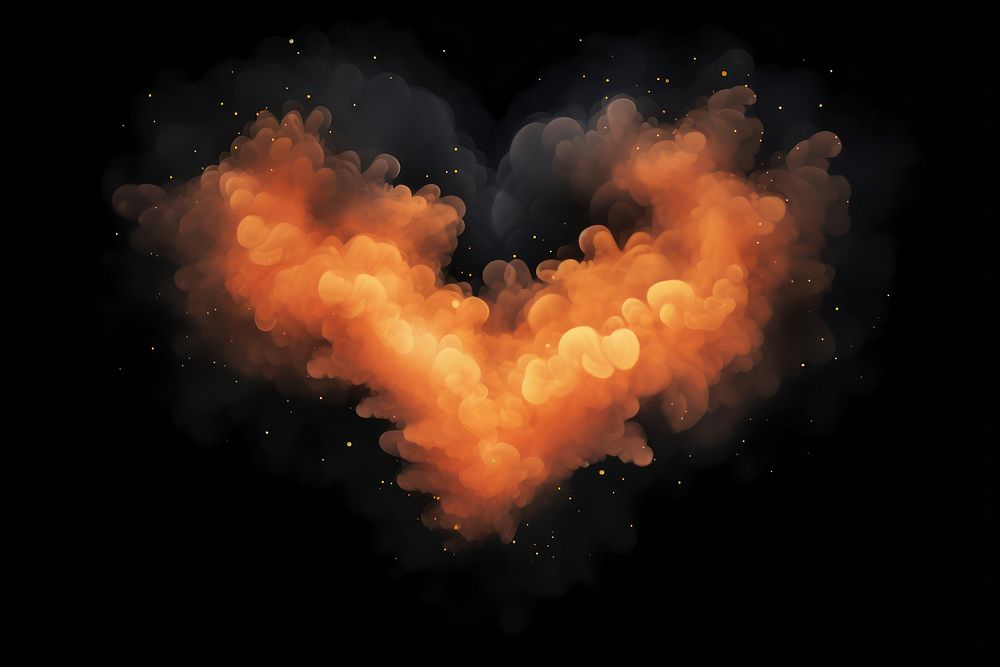  Orange pastel heart backgrounds fire black background. AI generated Image by rawpixel.