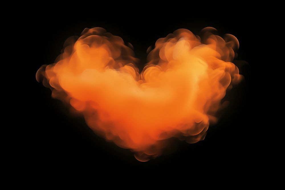  Orange pastel heart fire black background exploding. AI generated Image by rawpixel.