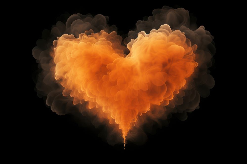  Orange pastel heart smoke cloud fire. AI generated Image by rawpixel.