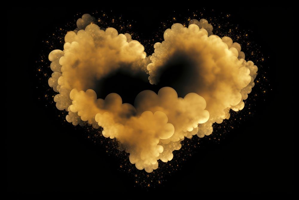  Gold heart fireworks black background illuminated. AI generated Image by rawpixel.