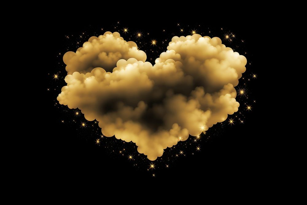  Gold heart cloud night black background. AI generated Image by rawpixel.