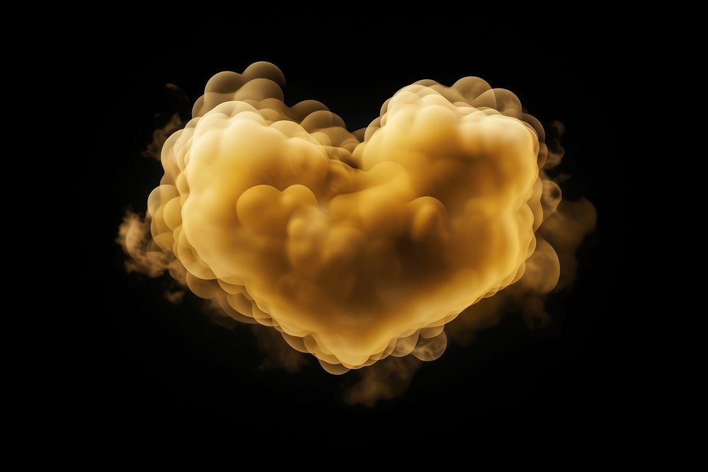  Gold heart cloud fire black background. AI generated Image by rawpixel.