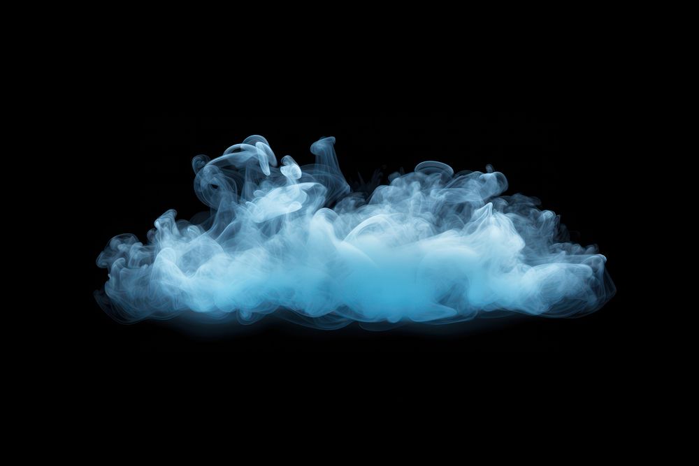  Light blue smoke cloud black background. AI generated Image by rawpixel.