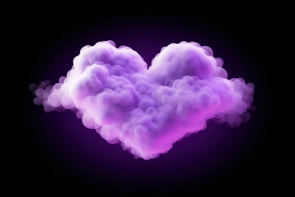  Light purple heart cloud black background chandelier. AI generated Image by rawpixel.
