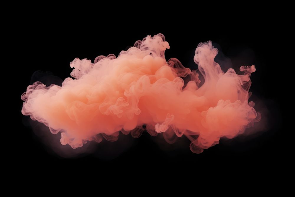  Peach cloud smoke black background. AI generated Image by rawpixel.