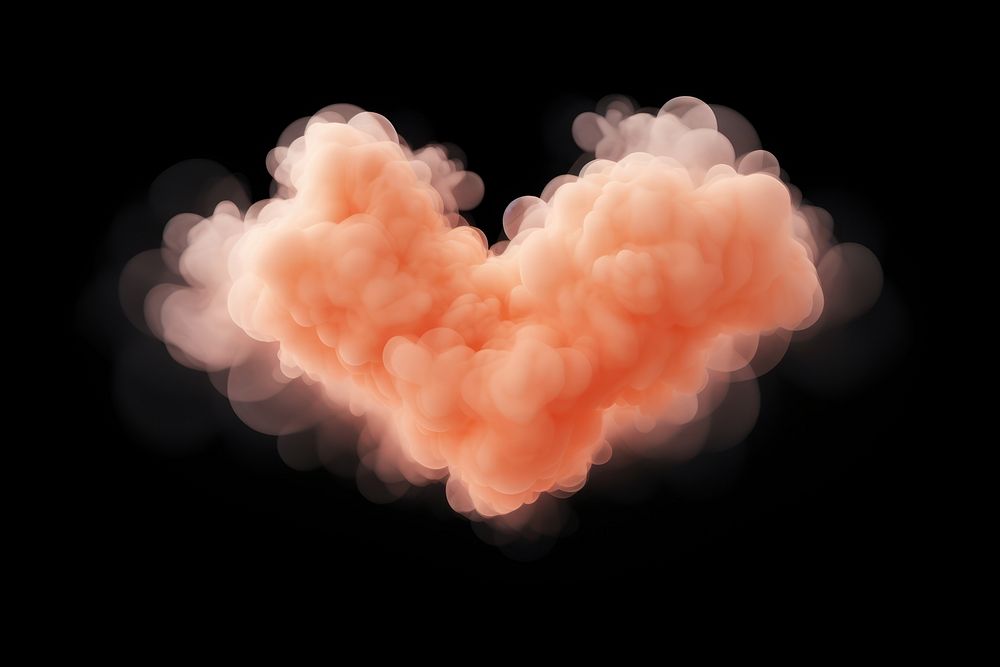  Peach heart cloud black background chandelier. AI generated Image by rawpixel.