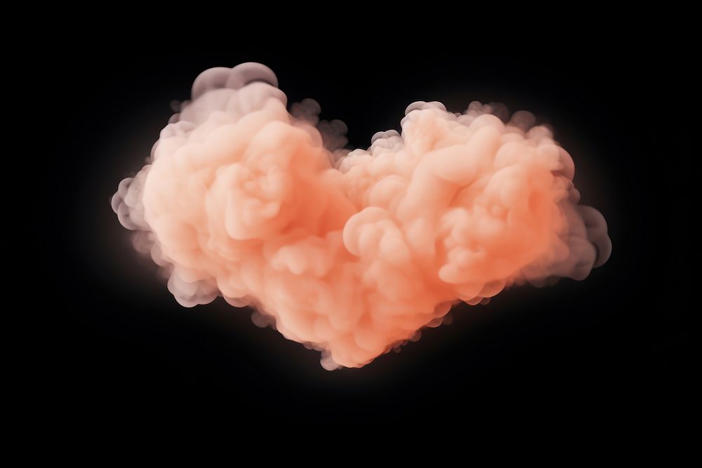  Peach heart cloud black background fireworks. AI generated Image by rawpixel.