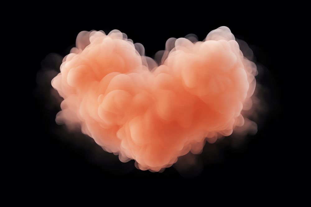  Peach heart cloud black background accessories. AI generated Image by rawpixel.