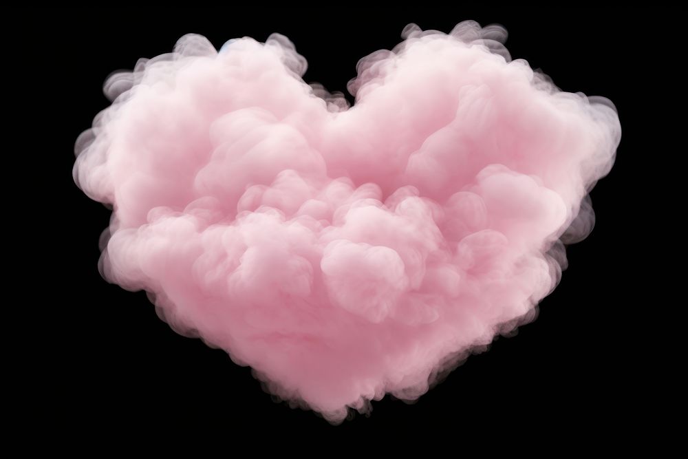  Pink pastel heart cloud black background fragility. AI generated Image by rawpixel.