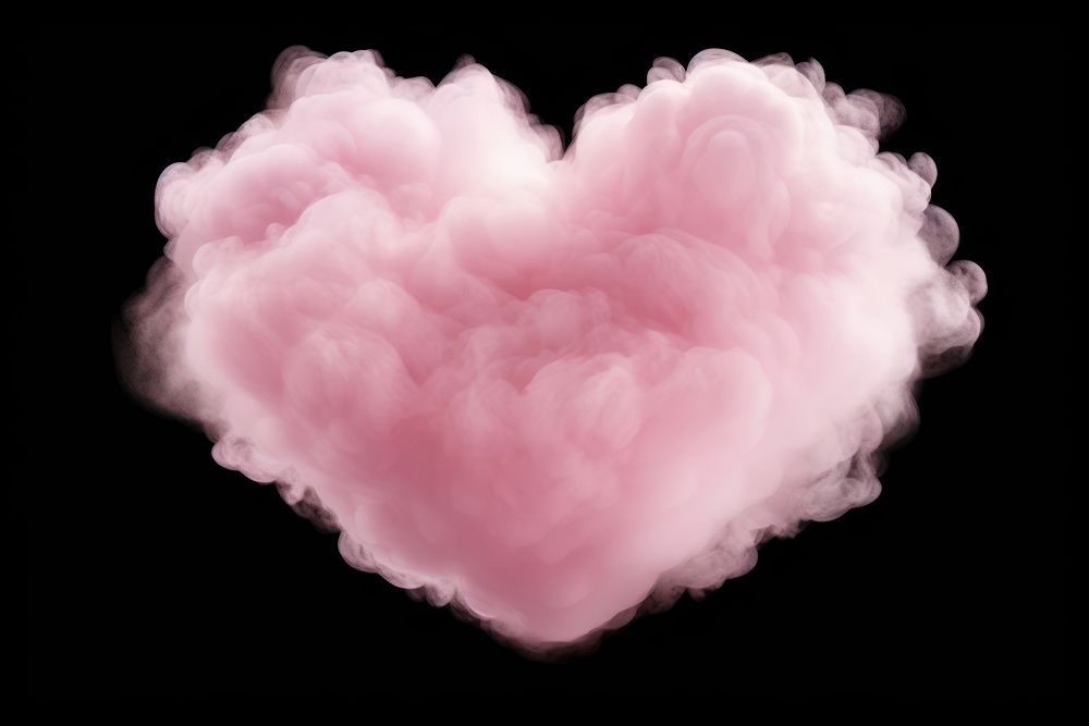  Pink pastel heart cloud black background softness. AI generated Image by rawpixel.