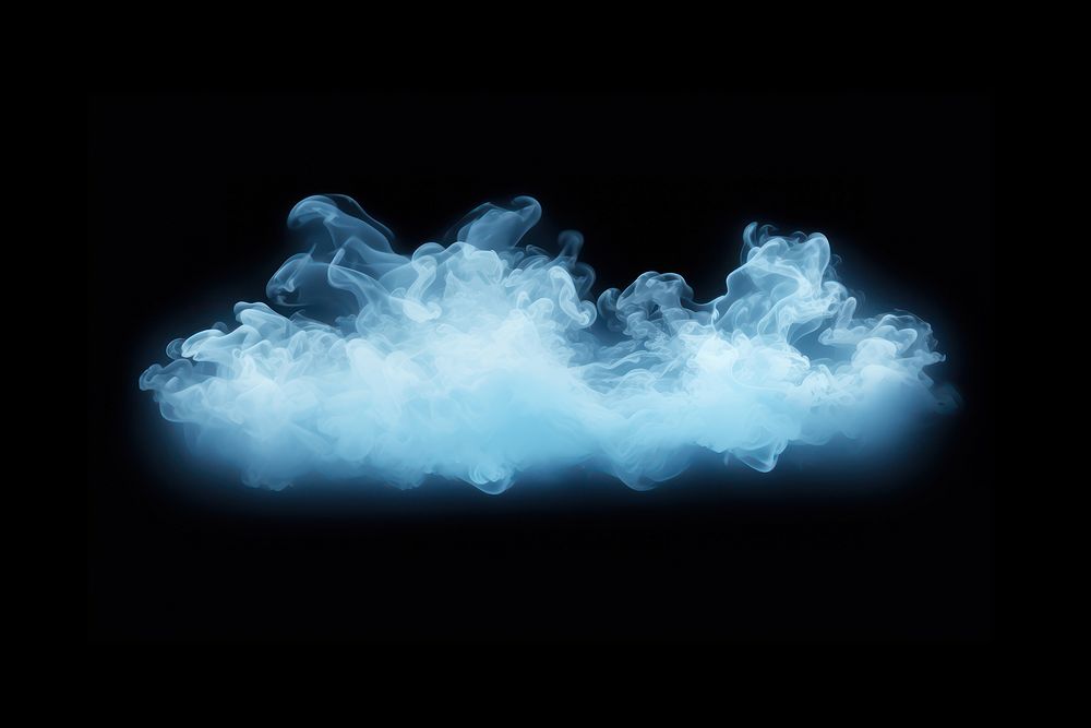  White and light blue cloud smoke black background. AI generated Image by rawpixel.