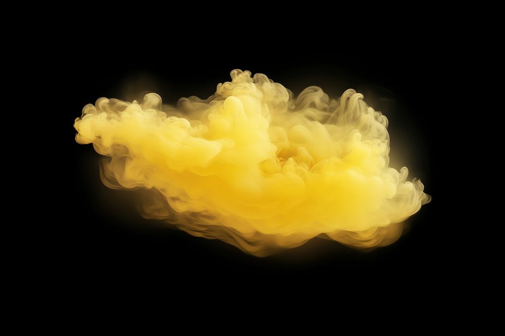  Yellow pastel cloud smoke black background. AI generated Image by rawpixel.