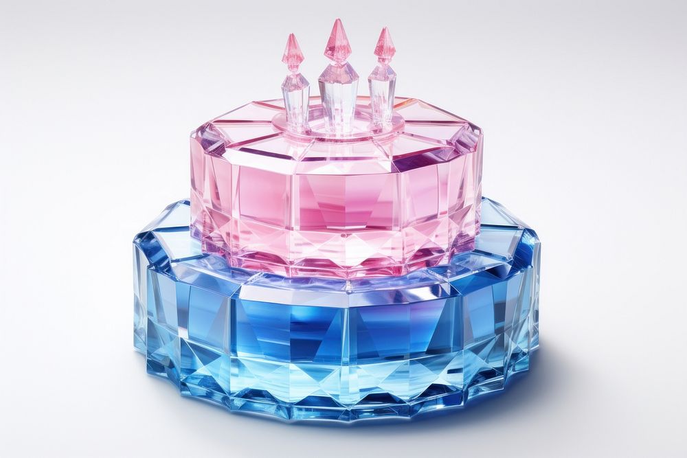 Crystal birthday cake gemstone dessert anniversary celebration.