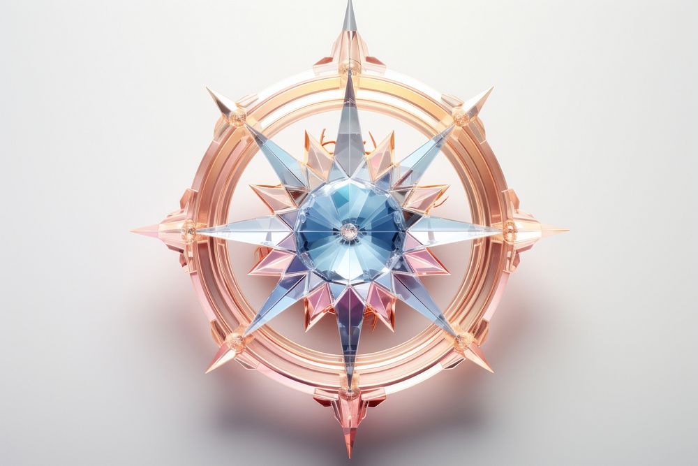 Crystal compass gemstone creativity chandelier circle.