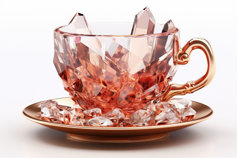 Coffee cup gemstone crystal saucer.
