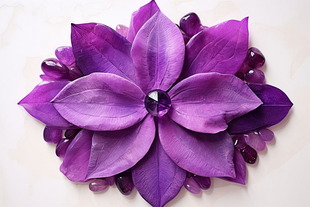 Crystal daisy gemstone flower purple plant.