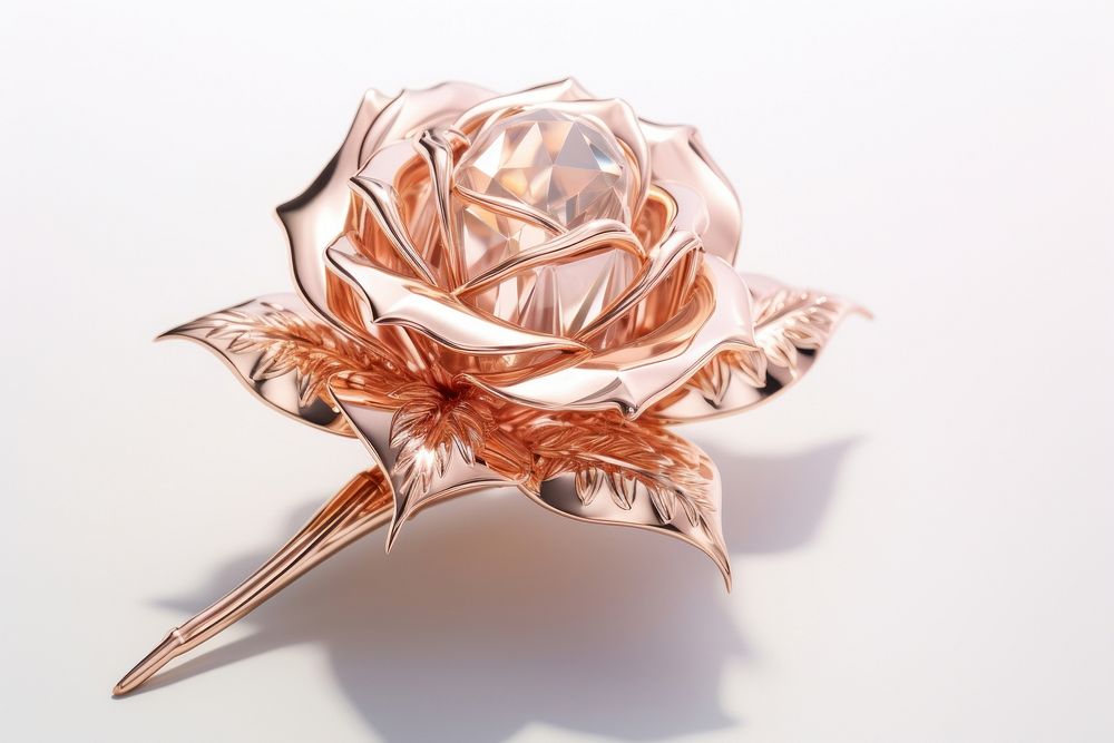 Crystal rose gemstone jewelry brooch art.