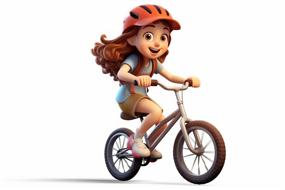 Girl ride bicycle vehicle cycling helmet.