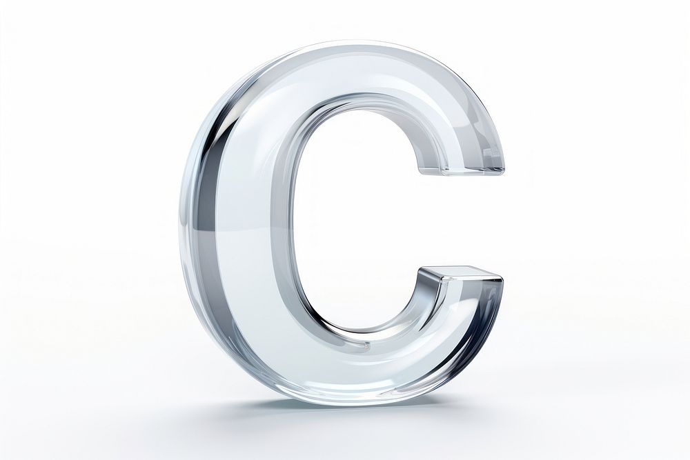 Alphabet C shape number text white background.