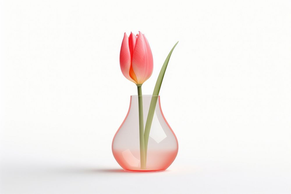 Tulip flower plant vase white background. AI generated Image by rawpixel.