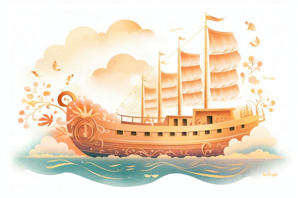 Chinese boat sailboat vehicle art.