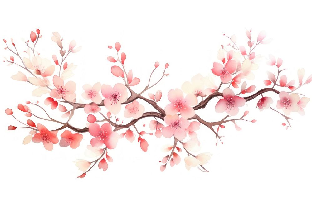 Chinese cherry blossom flower plant white background.