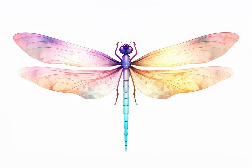 Chinese dragonfly insect animal white background.
