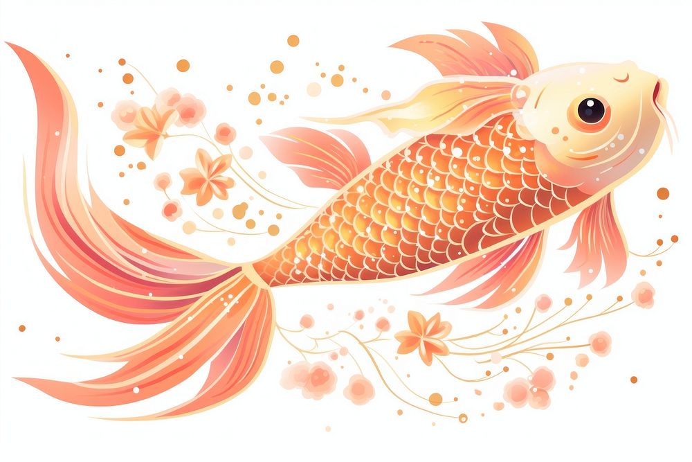 Chinese koi fish goldfish animal underwater.
