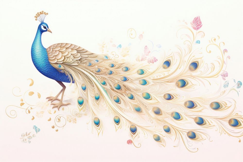 Chinese peacock animal bird art.