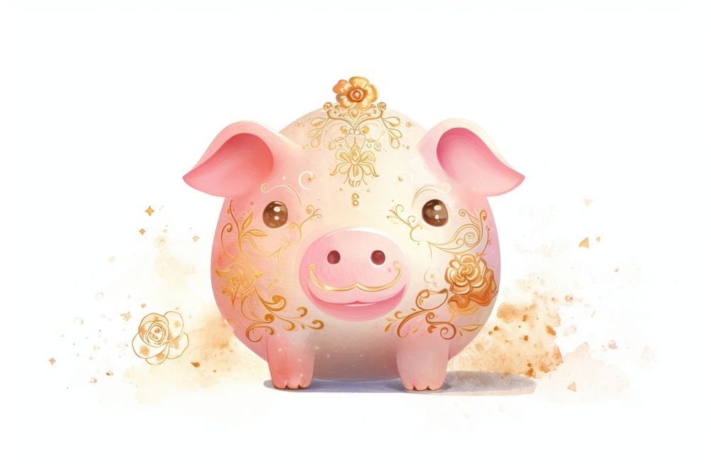 Chinese piggy bank animal mammal gold.