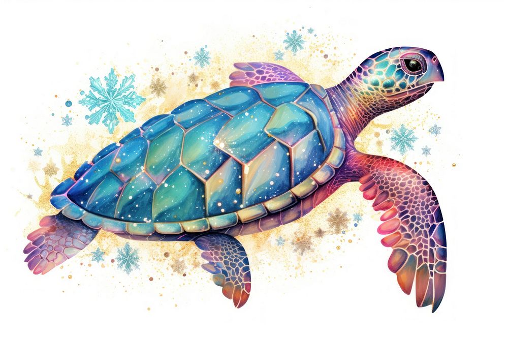 Chinese sea turtle reptile animal art.