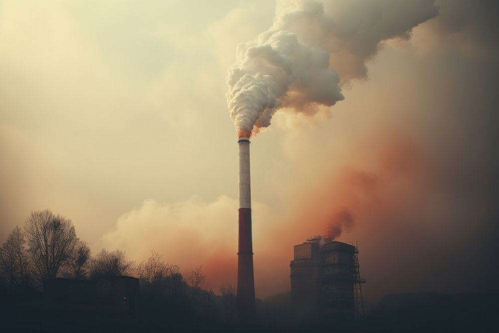 Polluted factory chimney pollution outdoors smoke. AI generated Image by rawpixel.