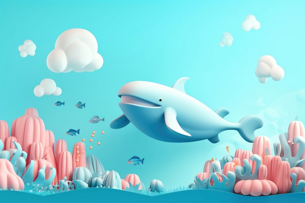 Cute whale fantasy background outdoors cartoon animal.