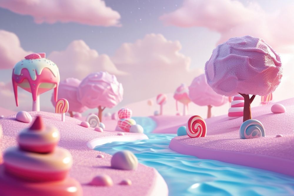 Cute candy land fantasy background lollipop outdoors cartoon.