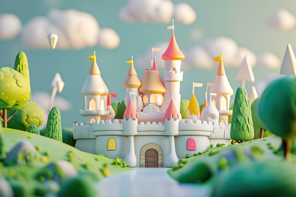 Cute castle fantasy background outdoors cartoon confectionery.