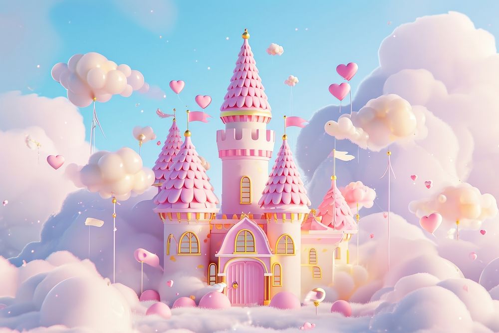 Cute castle fantasy background outdoors cartoon confectionery.